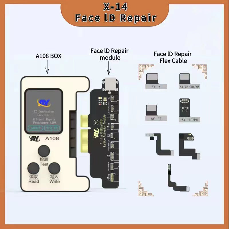 AY A108 Multi-function Repair Programmer Face ID Lattice Repair Module with 7 Flex Cable for iPhone X-12 Series AY A108 Multi-function Repair Programmer Face ID Lattice Repair Module with 7 Flex Cable for iPhone X-12 Series